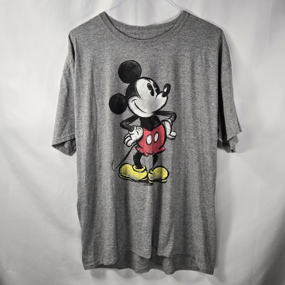 Disney Mickey Mouse Factory Distressed Gray T-Shirt Men's Size XL